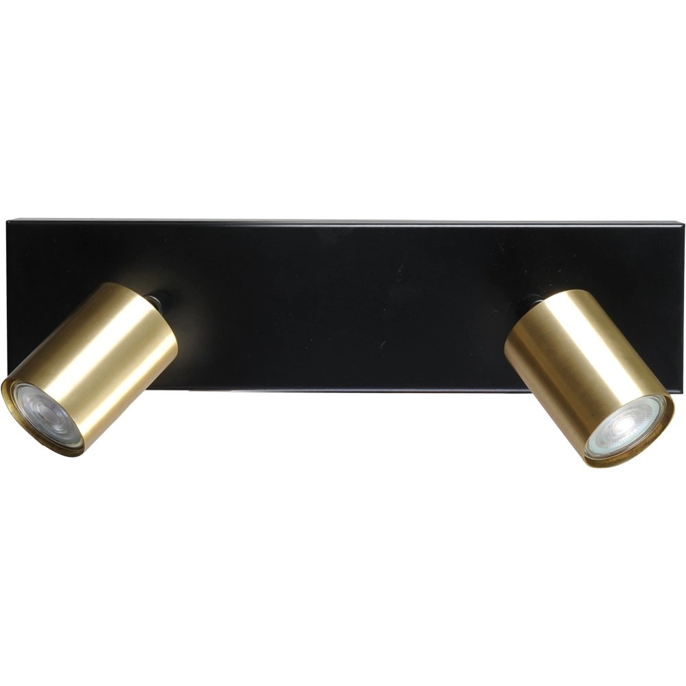 Ceiling lamp black Bounce with 2 gold spots