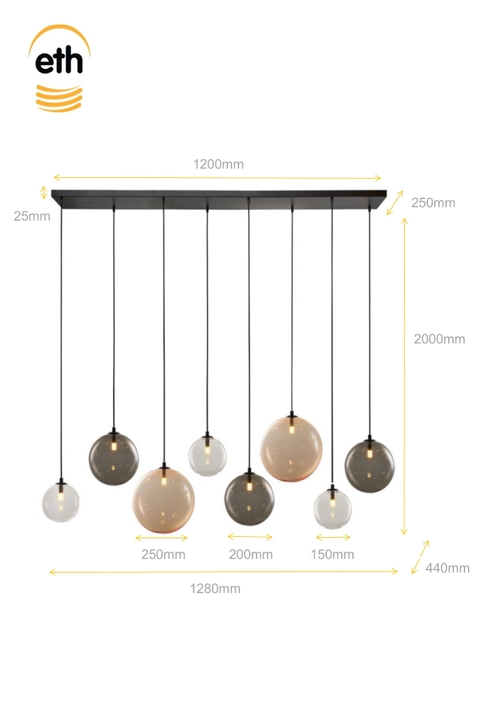 Dining room pendant lamp Shelly 8-light ETH 8720195310068