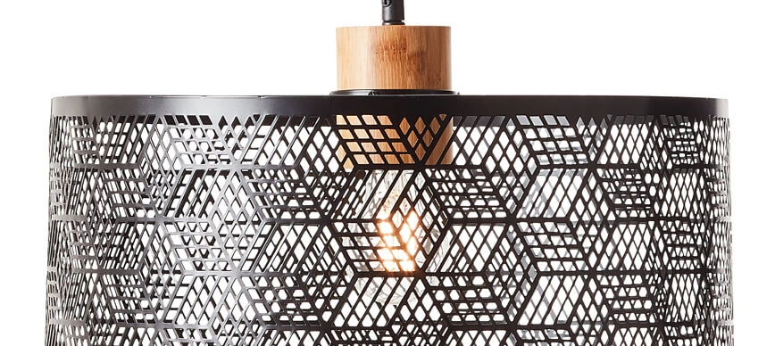 Hanging lamp Santy 39cm black with wood Brilliant 4004353392924