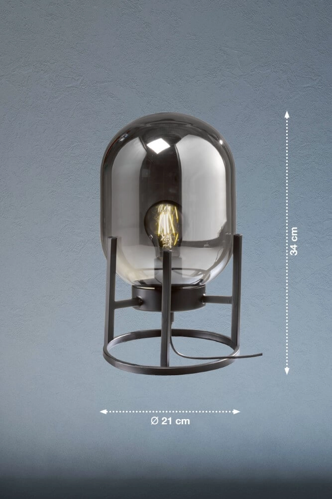 Table lamp Regi black with smoke glass Fischer & Honsel 4001133501309