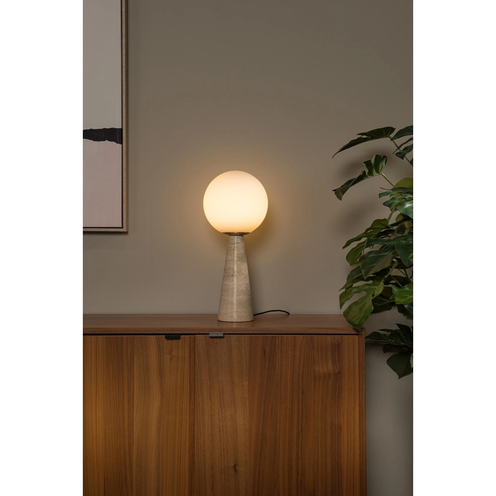 Table lamp Evin sand brown with opal Lucide 5411212051608