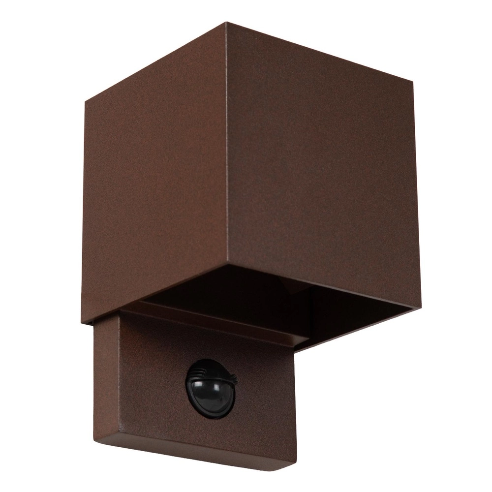 Square wall lamp Tadzio with sensor rust brown