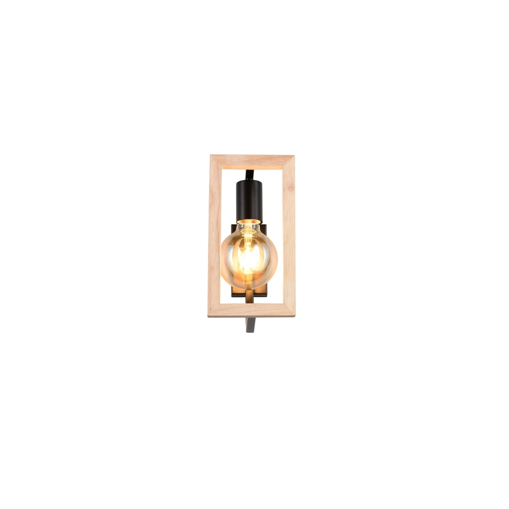 Design wall lamp Bano black with wood Trio 4017807670899
