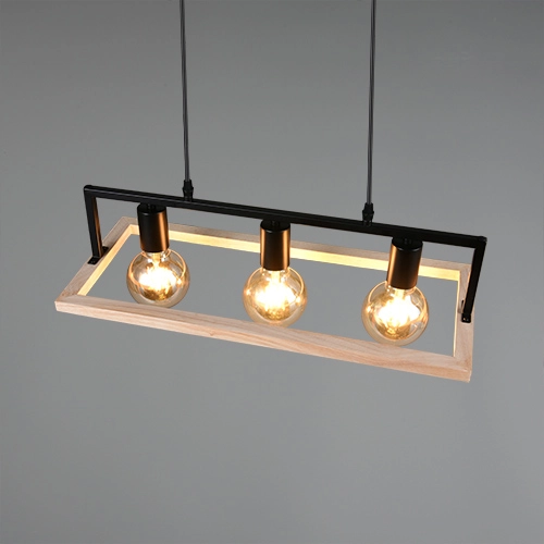 Design pendant lamp Bano black with wood Trio 4017807673364