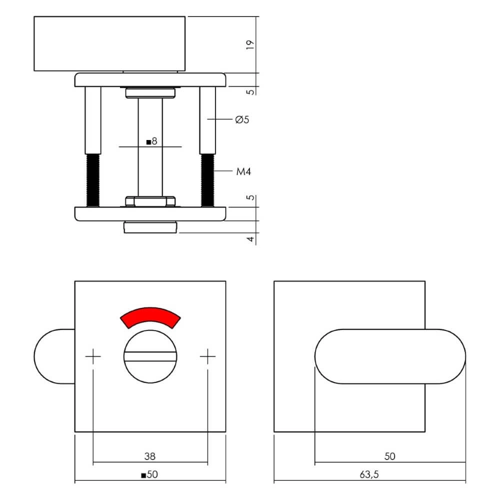 Toilet closure Tira Square Black with Window Intersteel 8714186635544