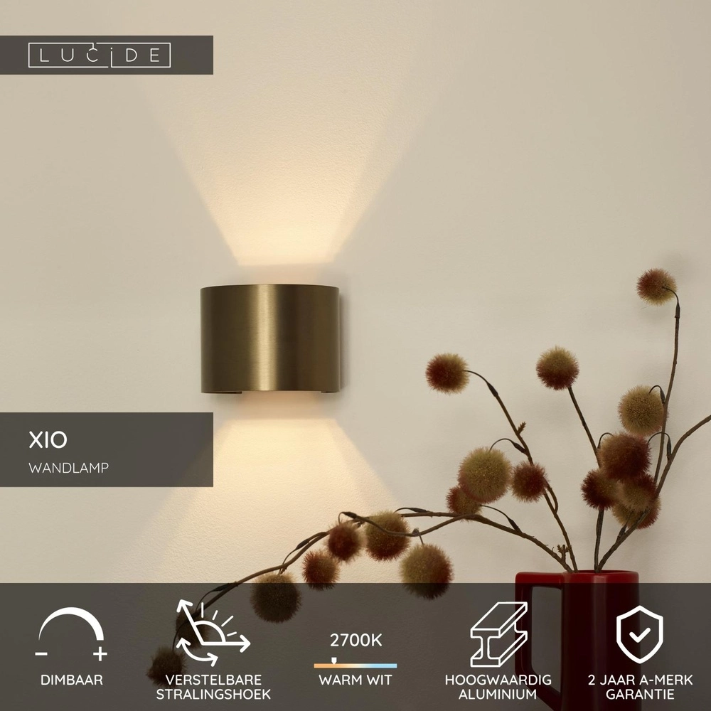 Rounded wall spot Xio 2700K rust brown Lucide 5411212092472