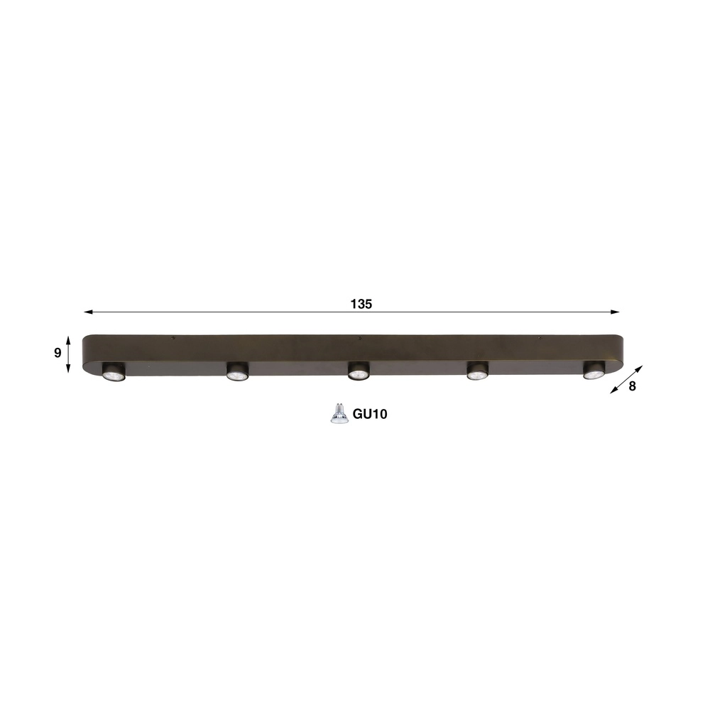 5-light surface-mounted spot Bar Sienna brown Lyora 8716803510944