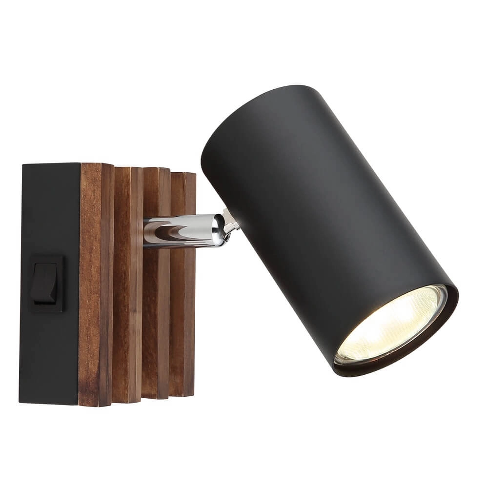 Ceiling lamp Kayden Single black with wood