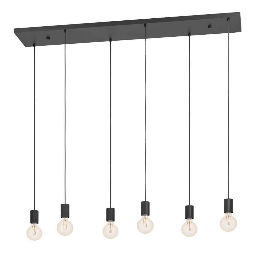 6-light hanging lamp Cotillas elongated