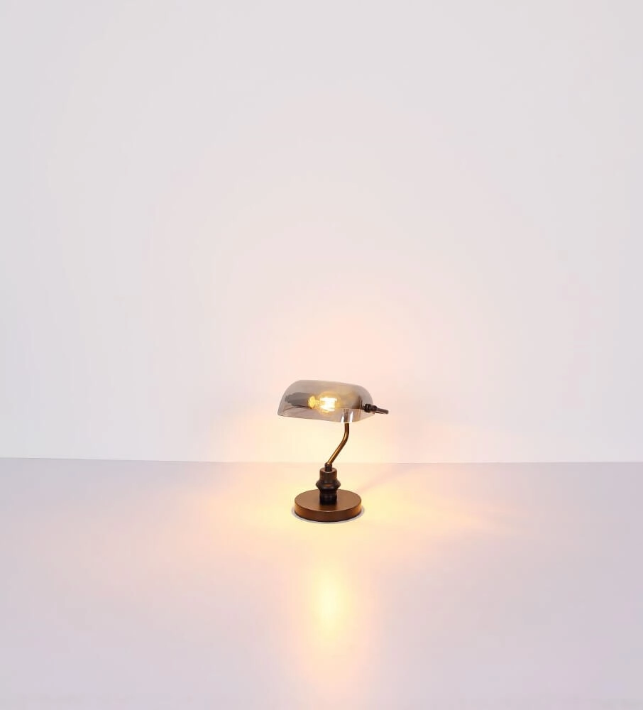 Black desk lamp Antique with smoke glass Globo 9007371457779
