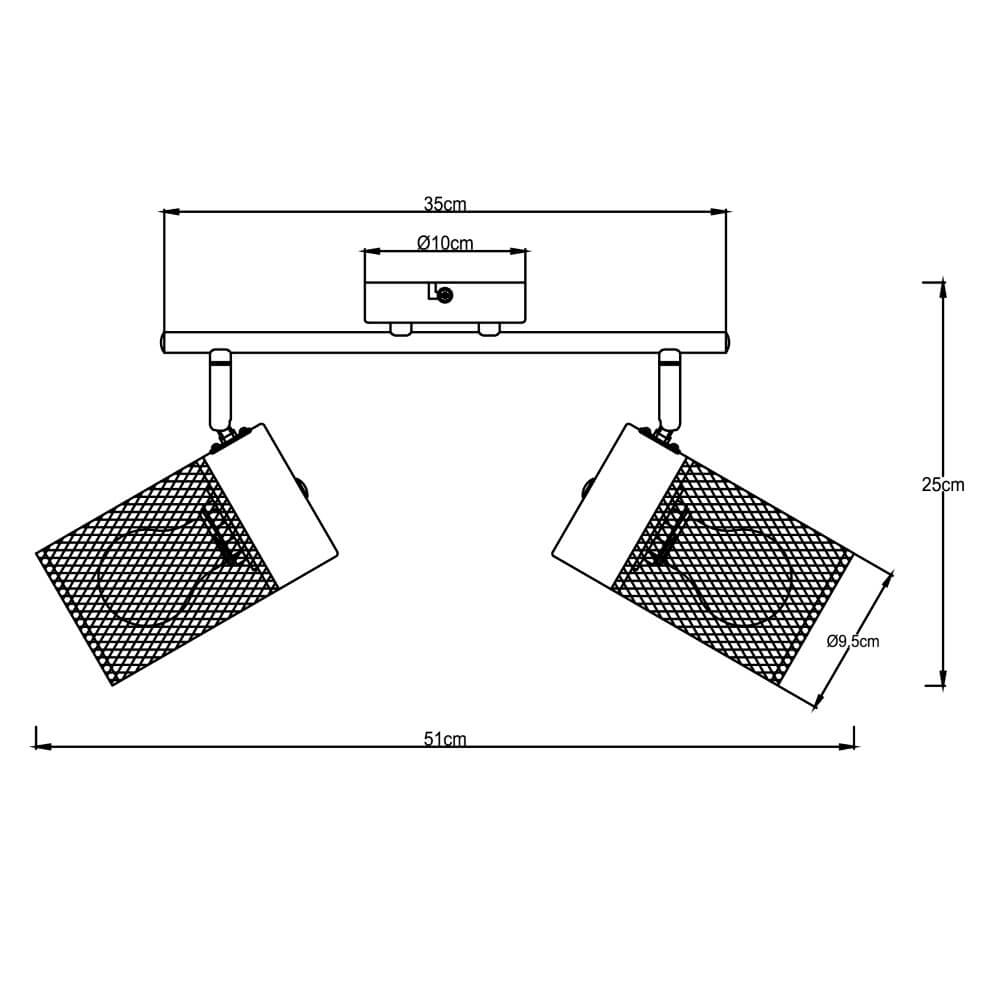 Black ceiling lamp Kamolo 2x E27 Brilliant 4004353409400