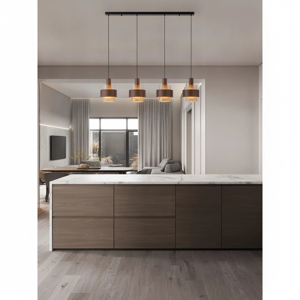 Modern pendant lamp Serena 4-light coffee brown Lyora 5212063501157