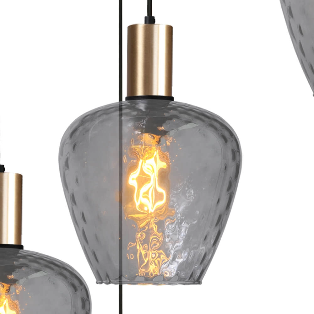 5-light loft hanging lamp - gold - Porto with Diamond smoke glasses Masterlight 8718121271057
