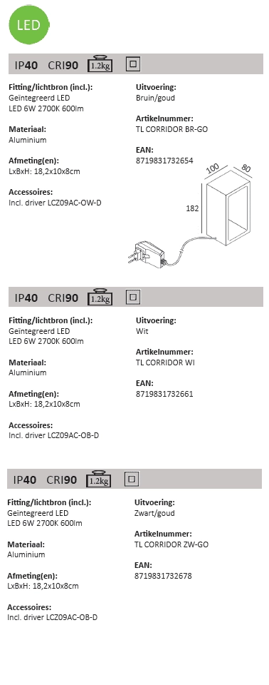 Design table lamp Corridor white Artdelight 8719831732661