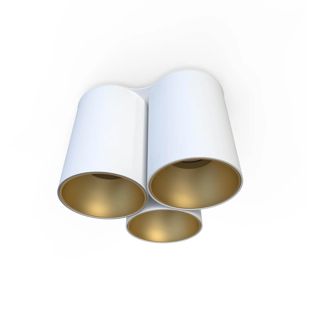3-light ceiling lamp Eye Tone white with gold
