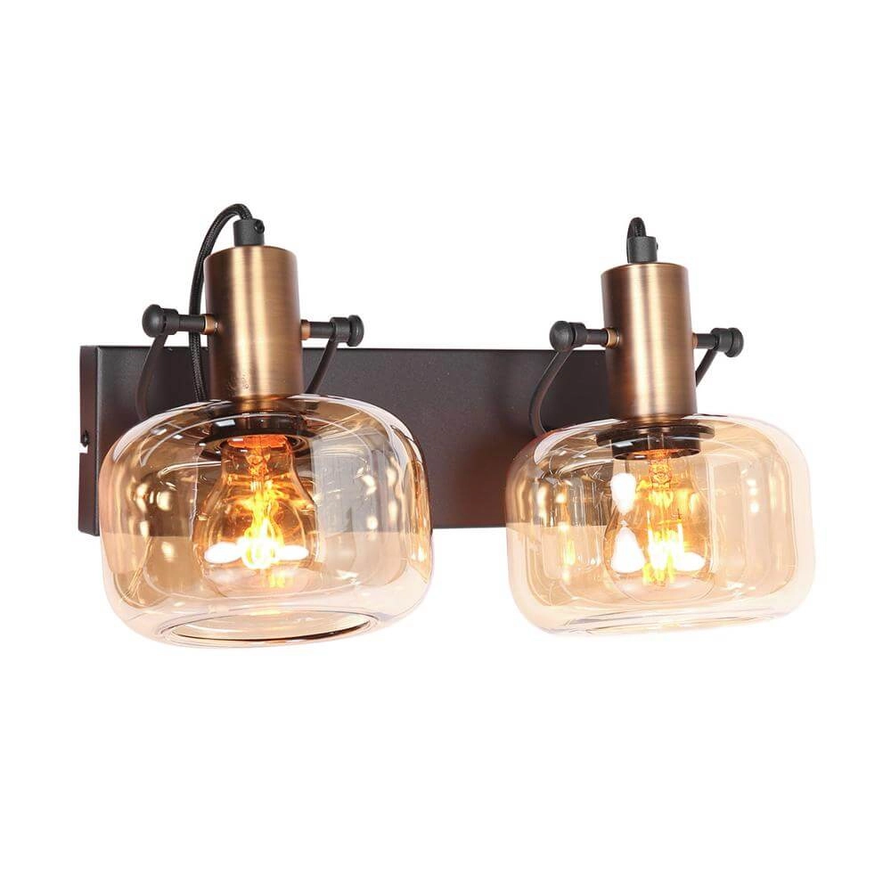 Double wall lamp Glaslic Amber glass