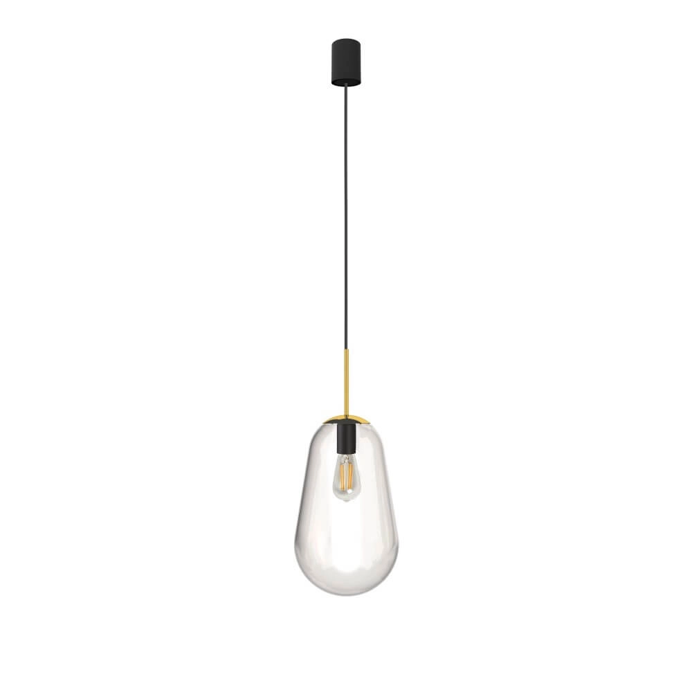 Glass hanging lamp Pear Medium Ø 22cm gold with clear glass Lyora 5903139867290