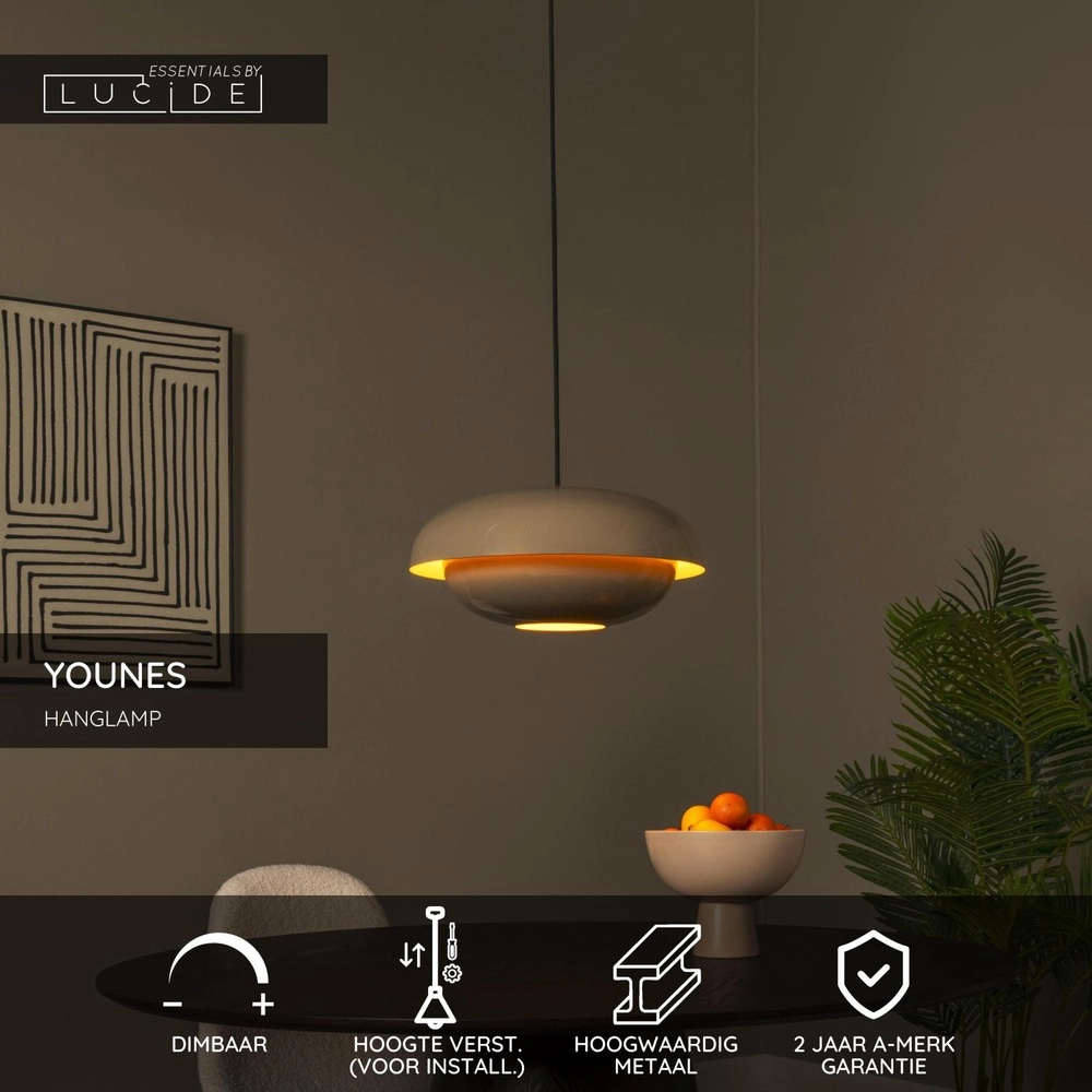 Pendant lamp Younes Ø 40cm taupe Lucide 5411212650184