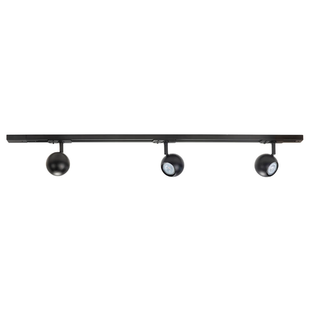 1-phase rail set 100cm Bolo black with 3 spots