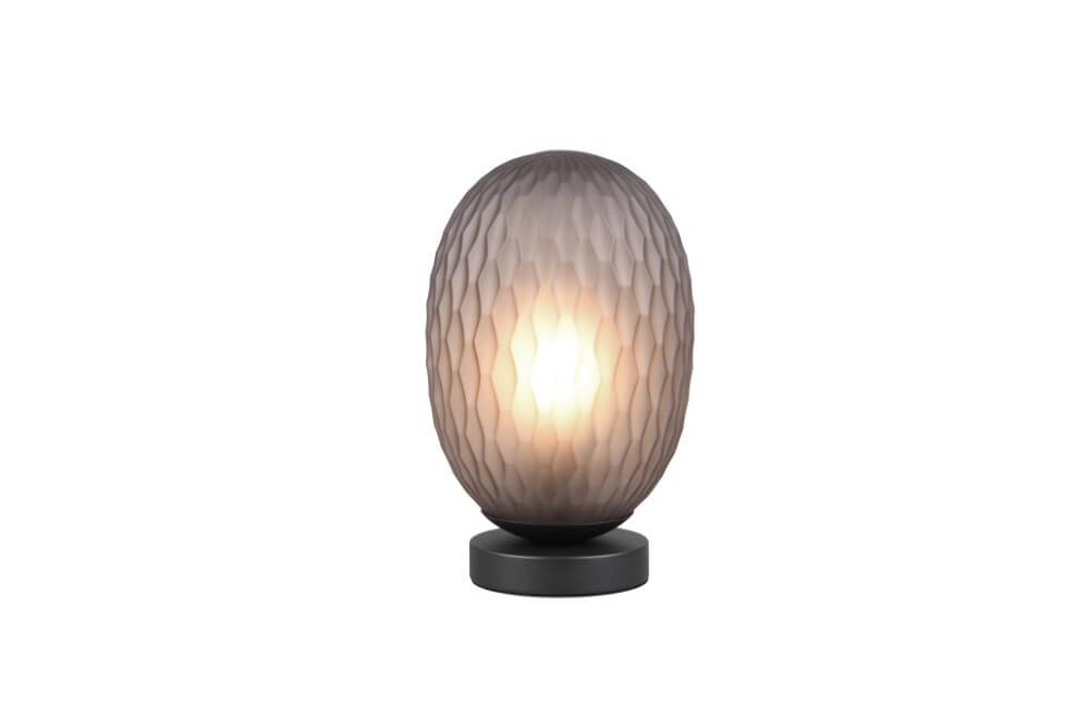 Table lamp Facette with ribbed smoke glass Trio 4017807616859