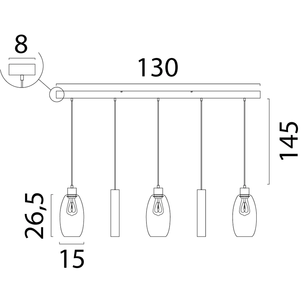 Glass pendant lamp Olive 3x Ø 12.5cm - 2x Run pendant - sand Masterlight 8718121394077