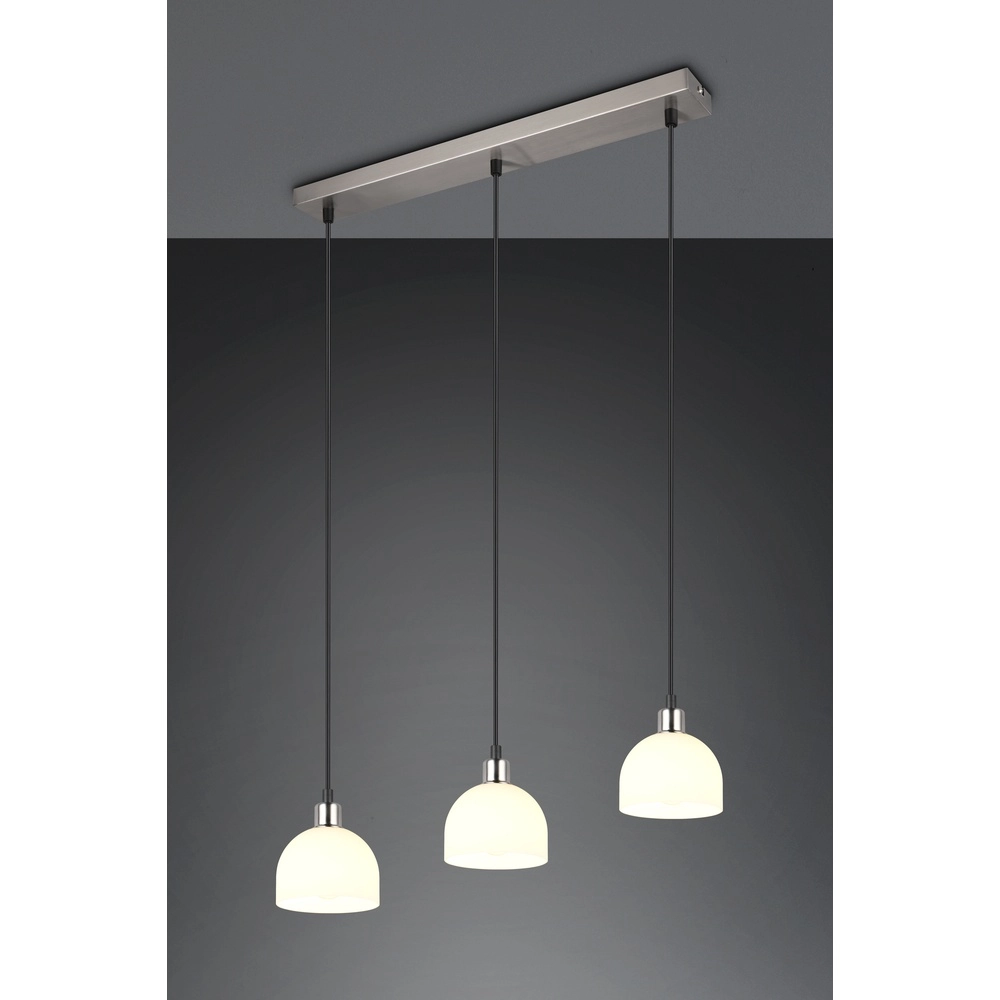 Nickel pendant lamp Molly 3-light white glass Trio 4017807618099