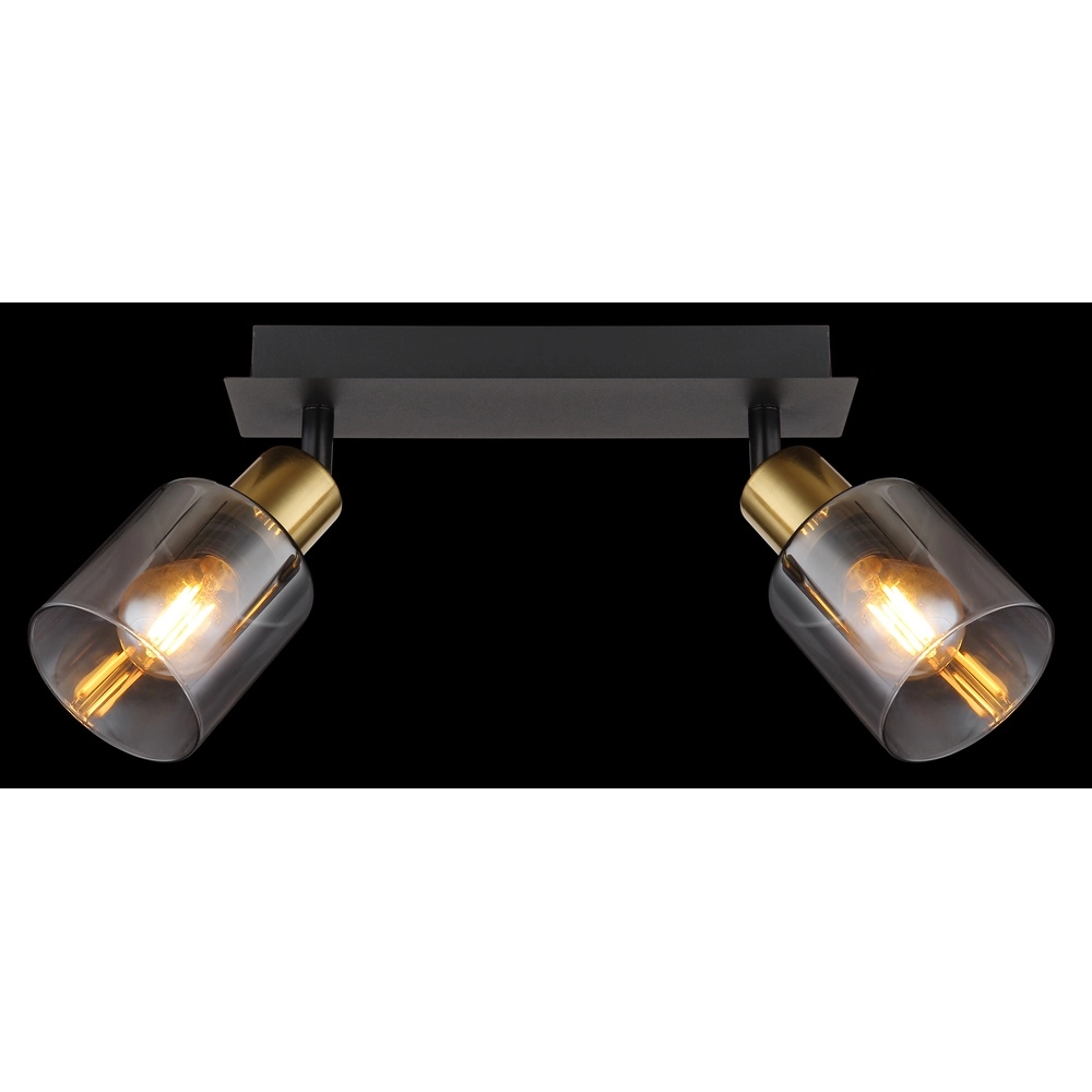 2-light ceiling lamp Hollsy black with smoke glass Globo 9007371445851