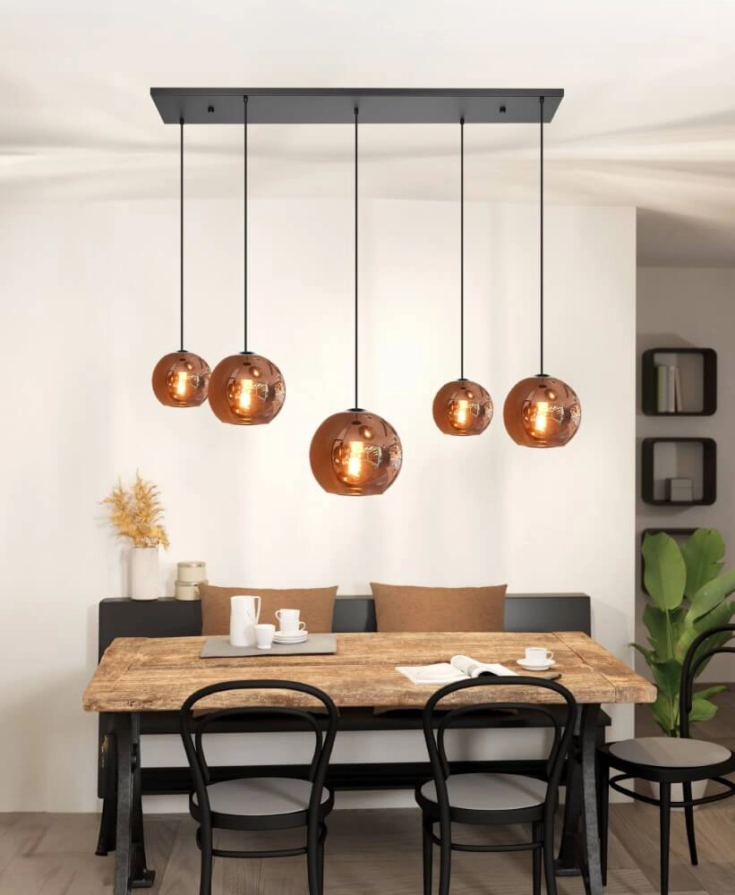 Copper hanging lamp Cordoba 5-light Stars of Light 9008606295180