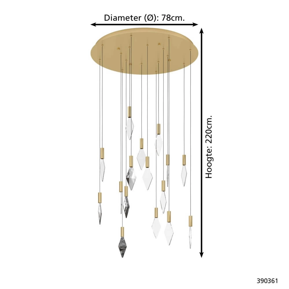 Round hanging lamp Mirador gold Ø 78cm Stars of Light 9008606270729