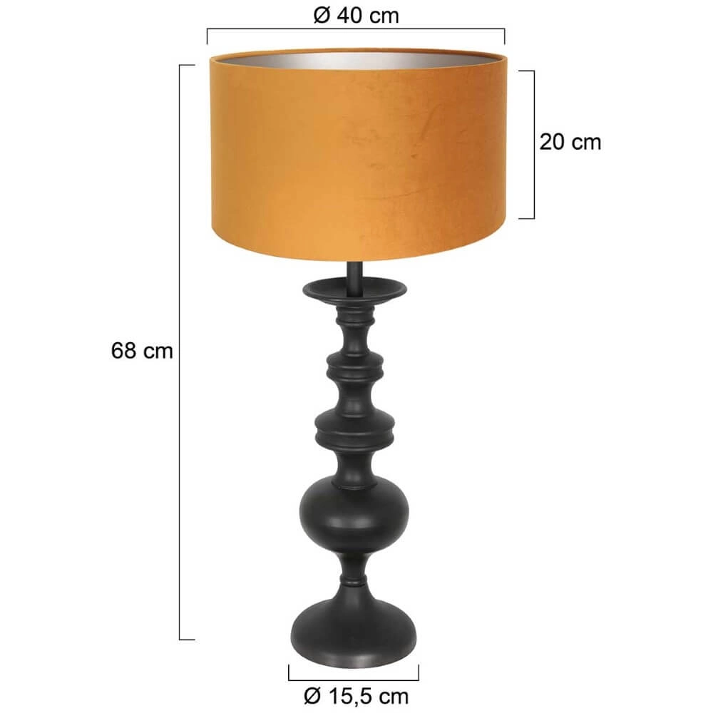 Classic table lamp Lyons C with golden velvet shade Steinhauer 8712746166750