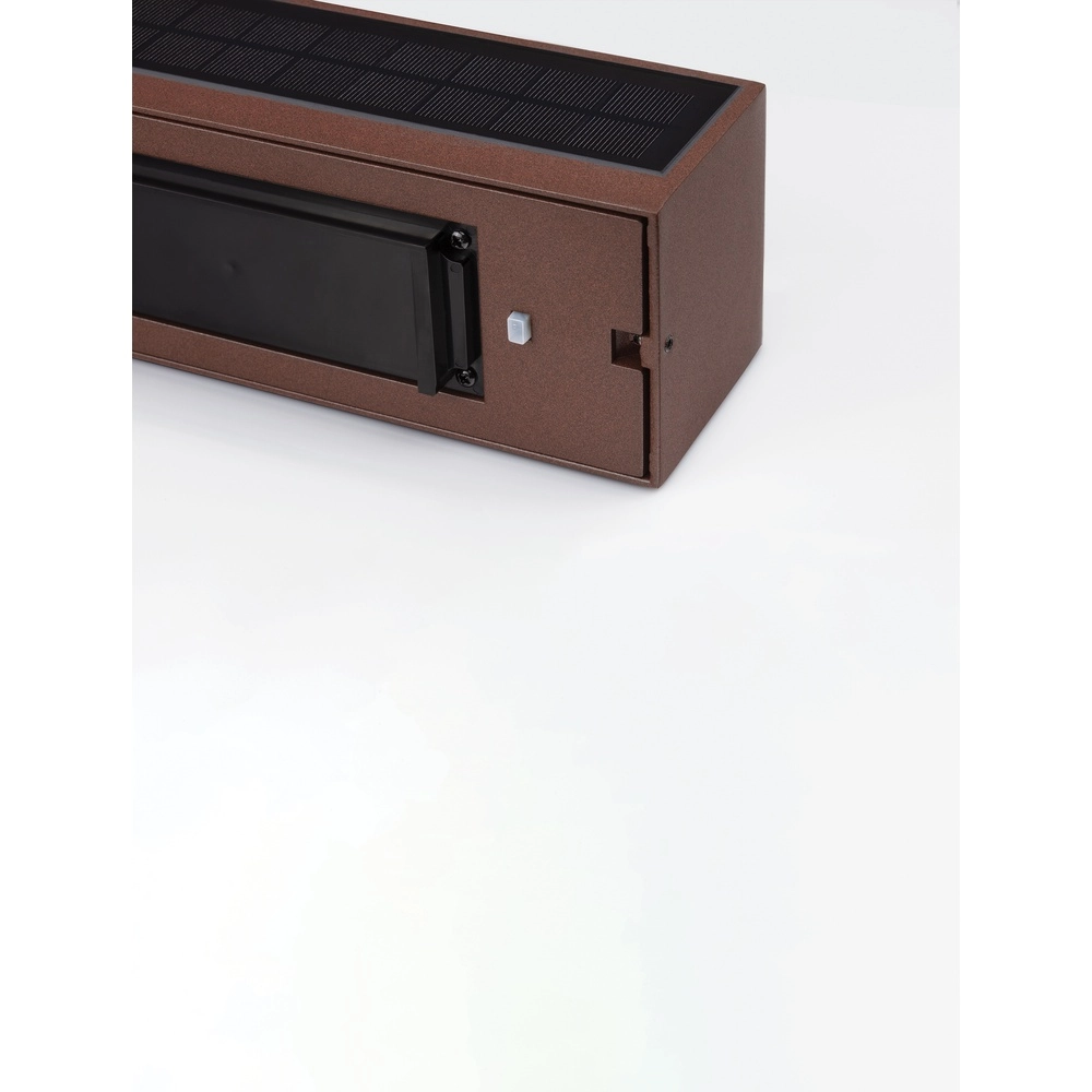 Solar wall lamp Brown Rusty brown with wood Lyora 5212017449450