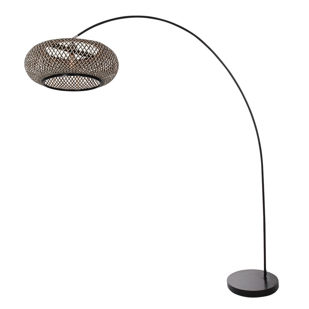 Arc lamp solva with black and rattan shade Ø 60cm Steinhauer 8712746182606