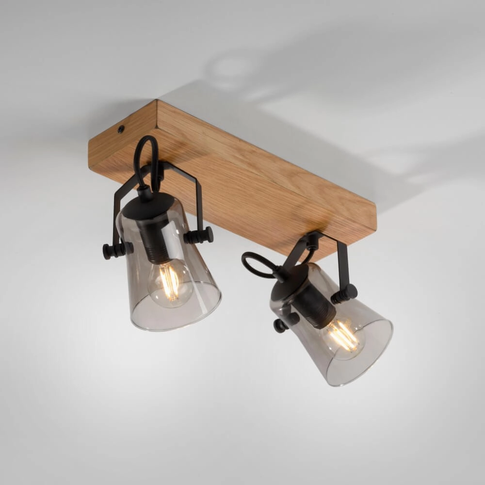 Ceiling lamp Green Langstrom wood 2-light Just Light 4043689994877