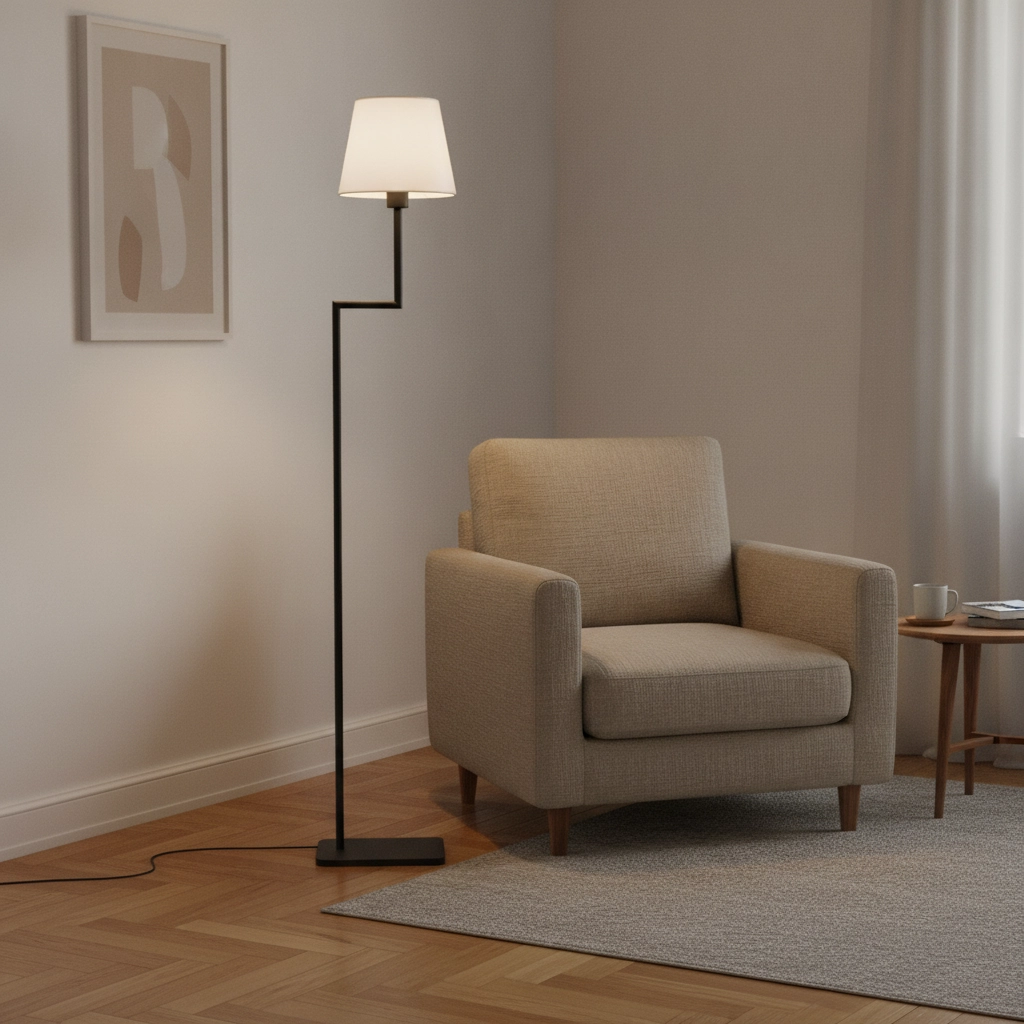 Floor lamp Savona black with white hood