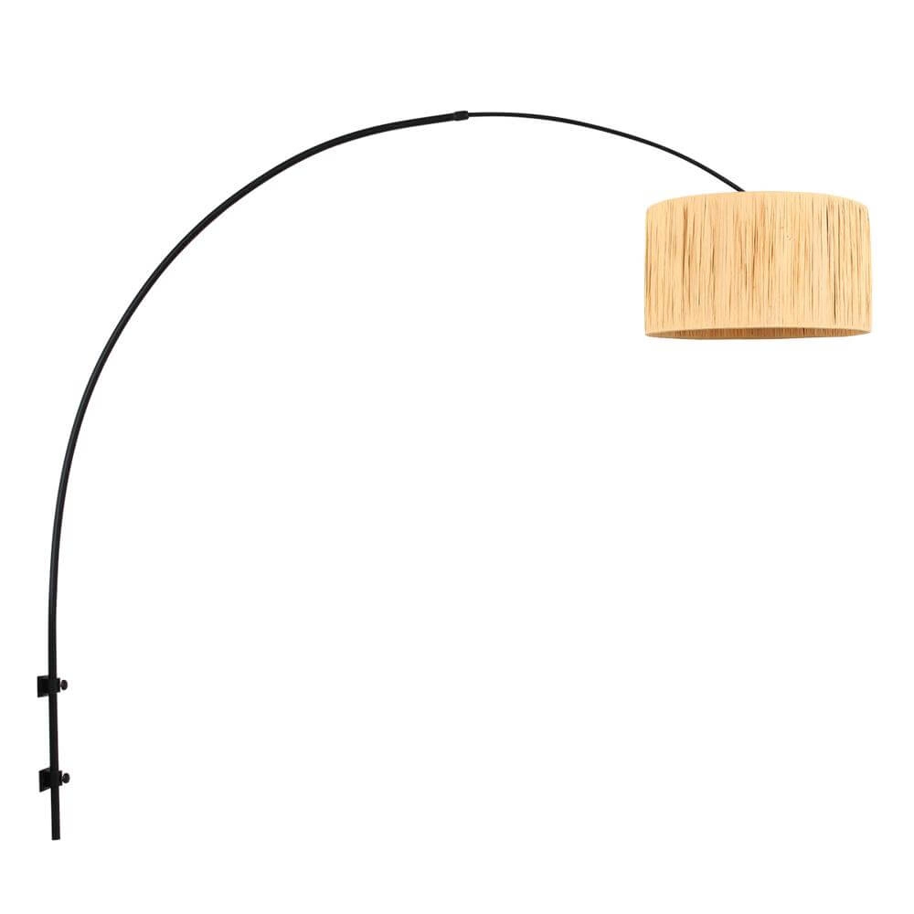 Wall lamp Sparkled Light black with straw shade