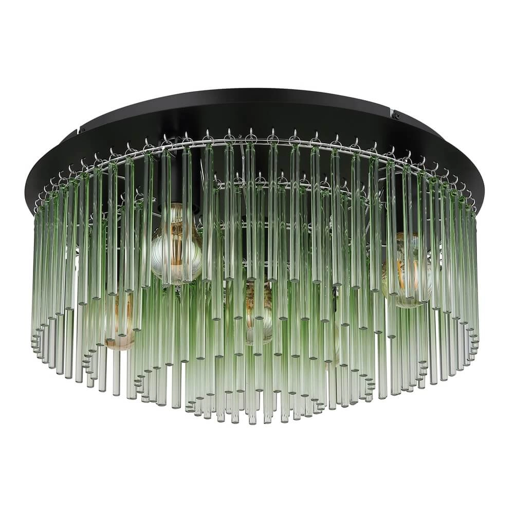 Black ceiling lamp Gorley with green glass Ø 50cm Globo 9007371471980