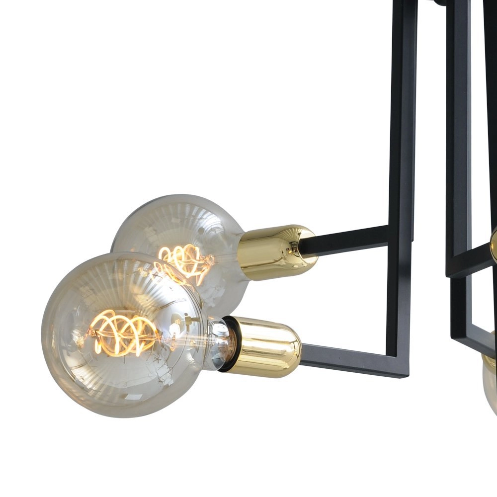 Black ceiling lamp Tube 5 lights with gold fittings Masterlight 8718121188683