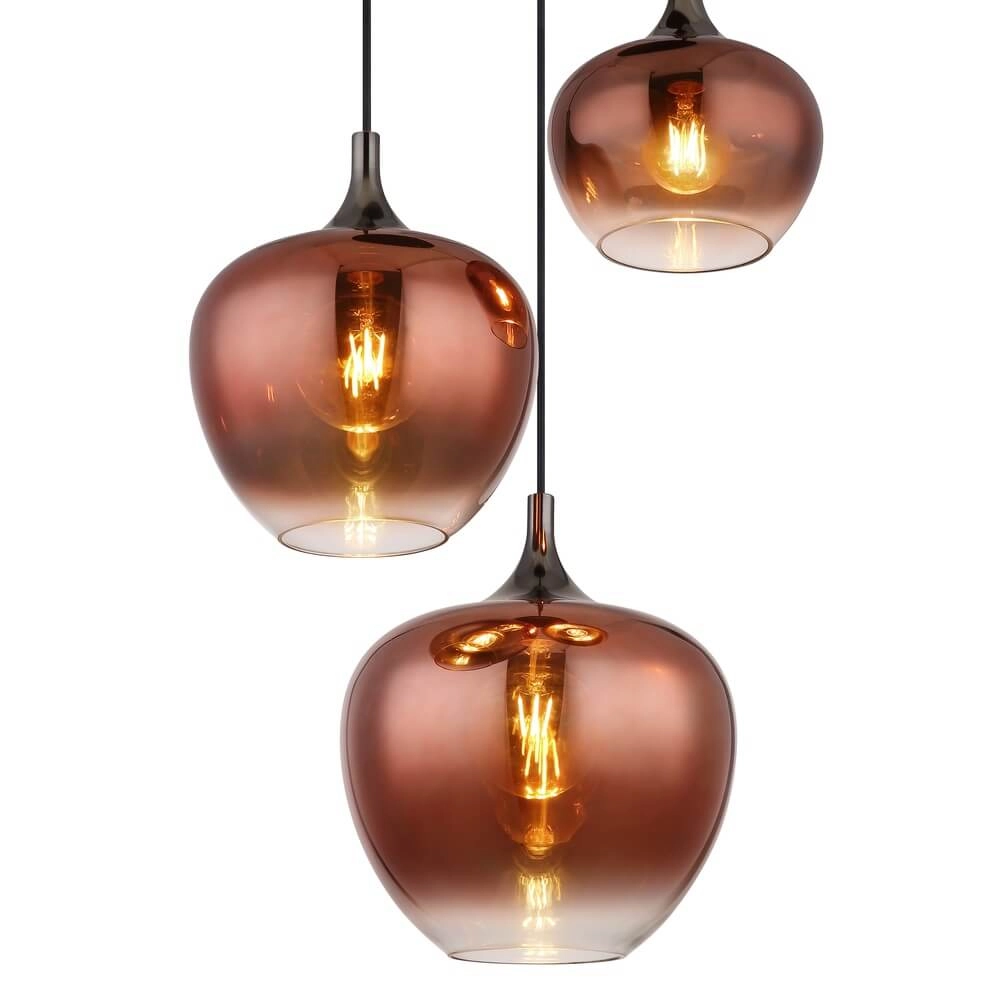Black pendant lamp Maxy with red glass Ø 48cm Globo 9007371459971