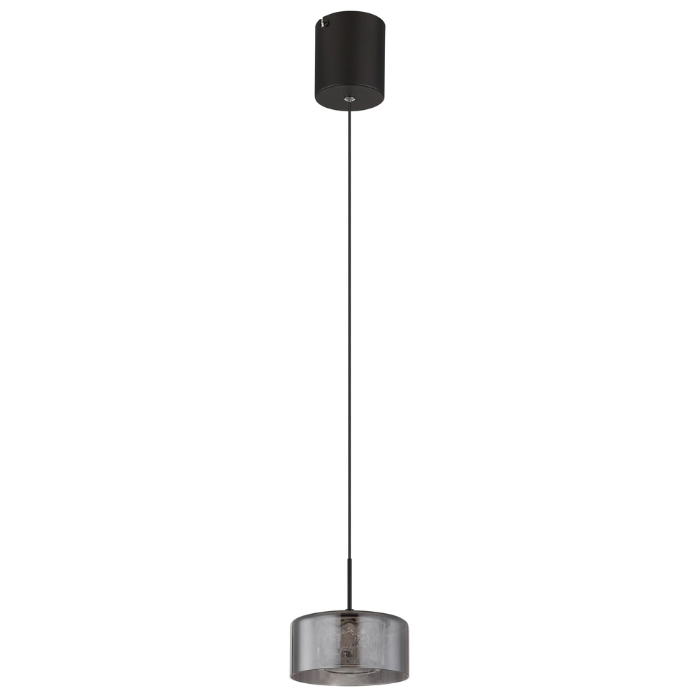 Design pendant lamp Fogsy Single black with smoke glass Globo 9007371450381