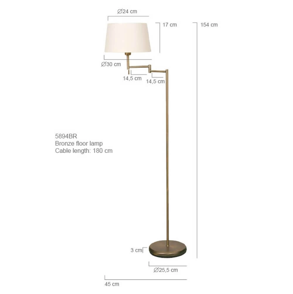 Floor lamp Mexlite 154cm bronze brown with white shade Steinhauer 8712746048087