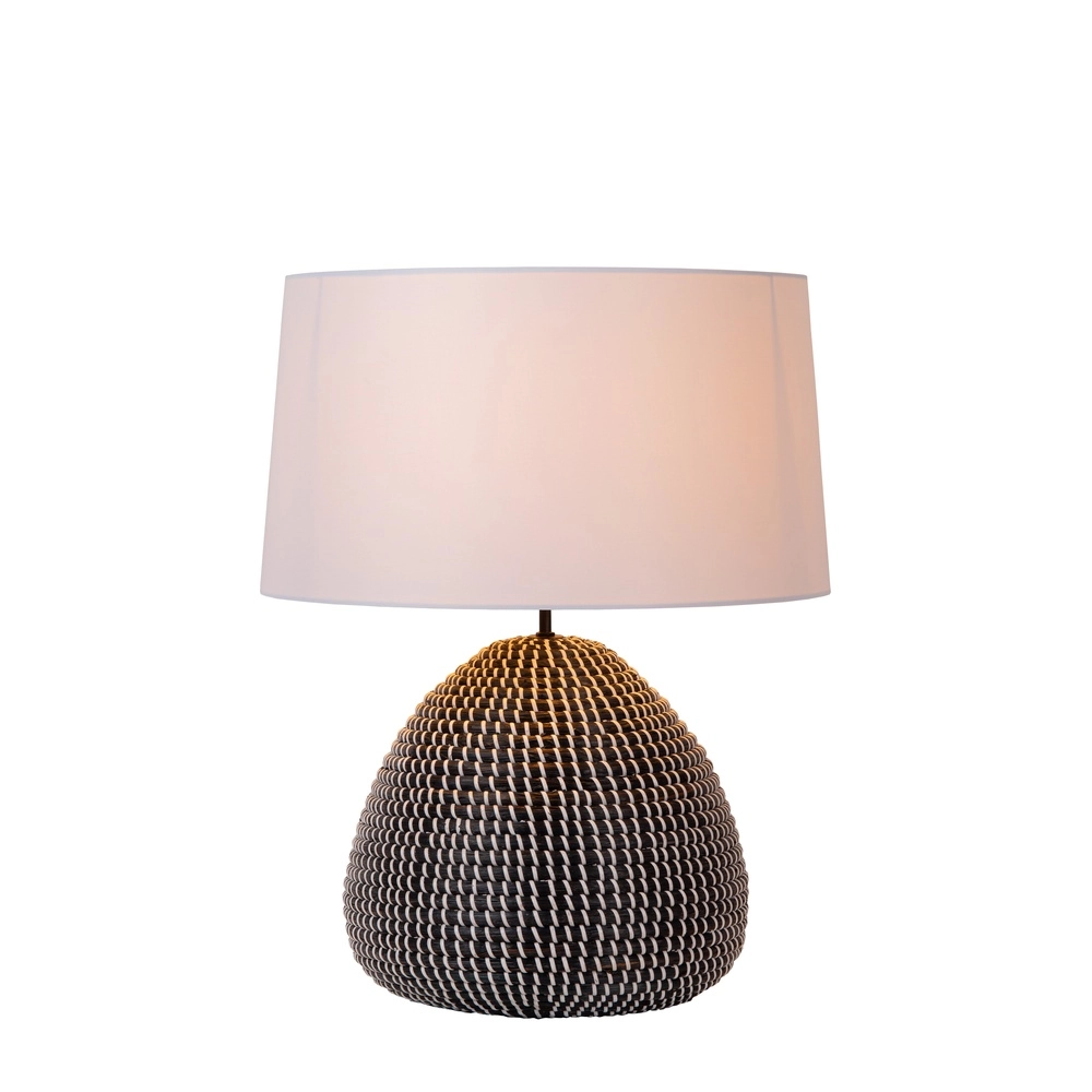 Seagrass table lamp Maduka Ø 45cm - black with white shade
