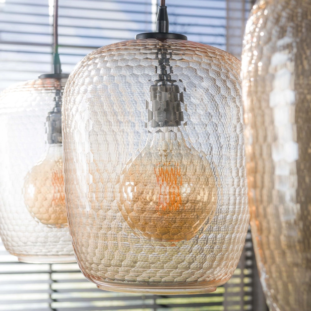 3-lichts hanglamp Python amber glas Lyora 8716803514997