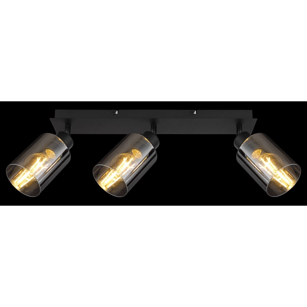 Ceiling lamp Hadera 3-light black with smoke glass Globo 9007371443215