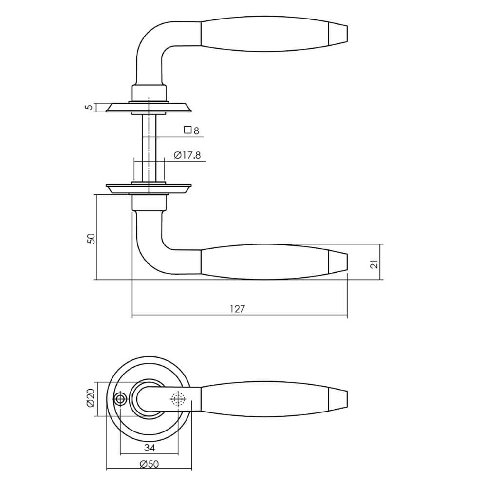 Door handle Antonnet brass tumbled Intersteel 8714186485835