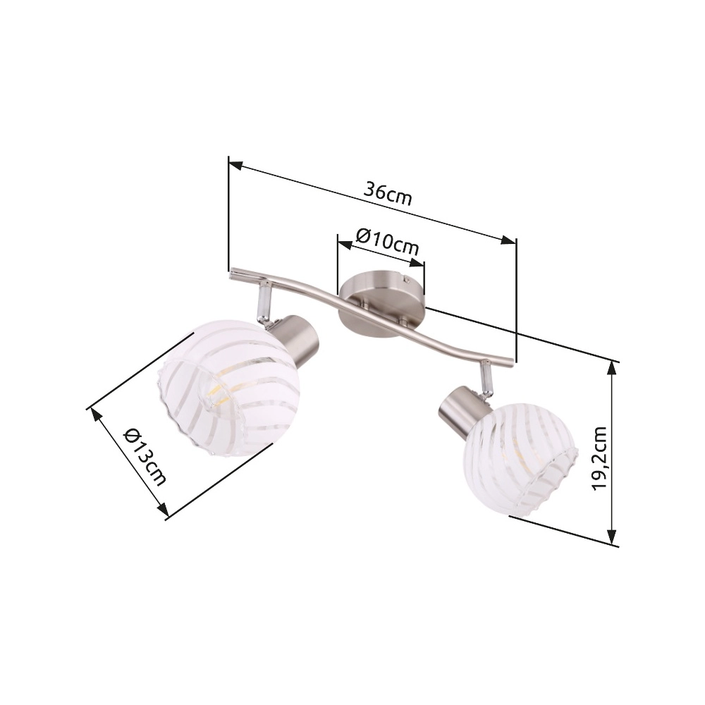 Ceiling lamp Willy nickel 2-light Globo 9007371406104