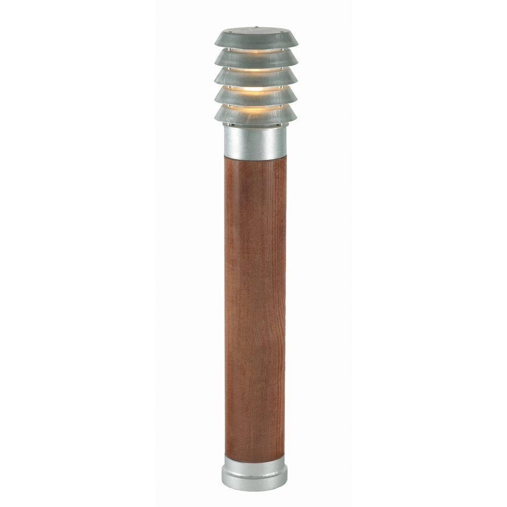 Zinc terrace lamp Selhalm with wood