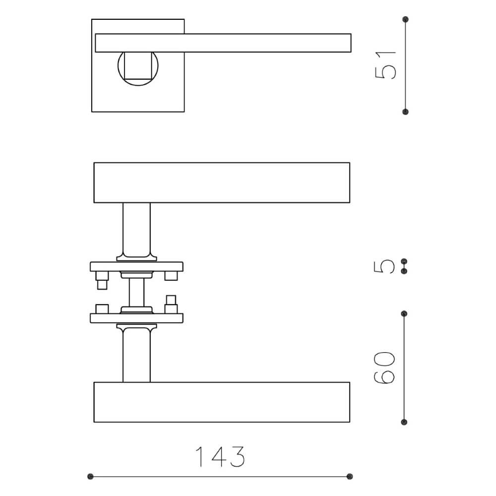 Door handle Space Q chrome matt Olivari 8714186509043