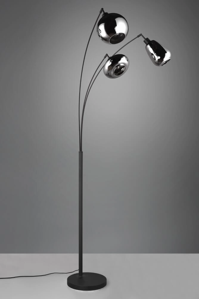 Standing floor lamp Lumina black fixture with chrome glass Trio 4017807581201