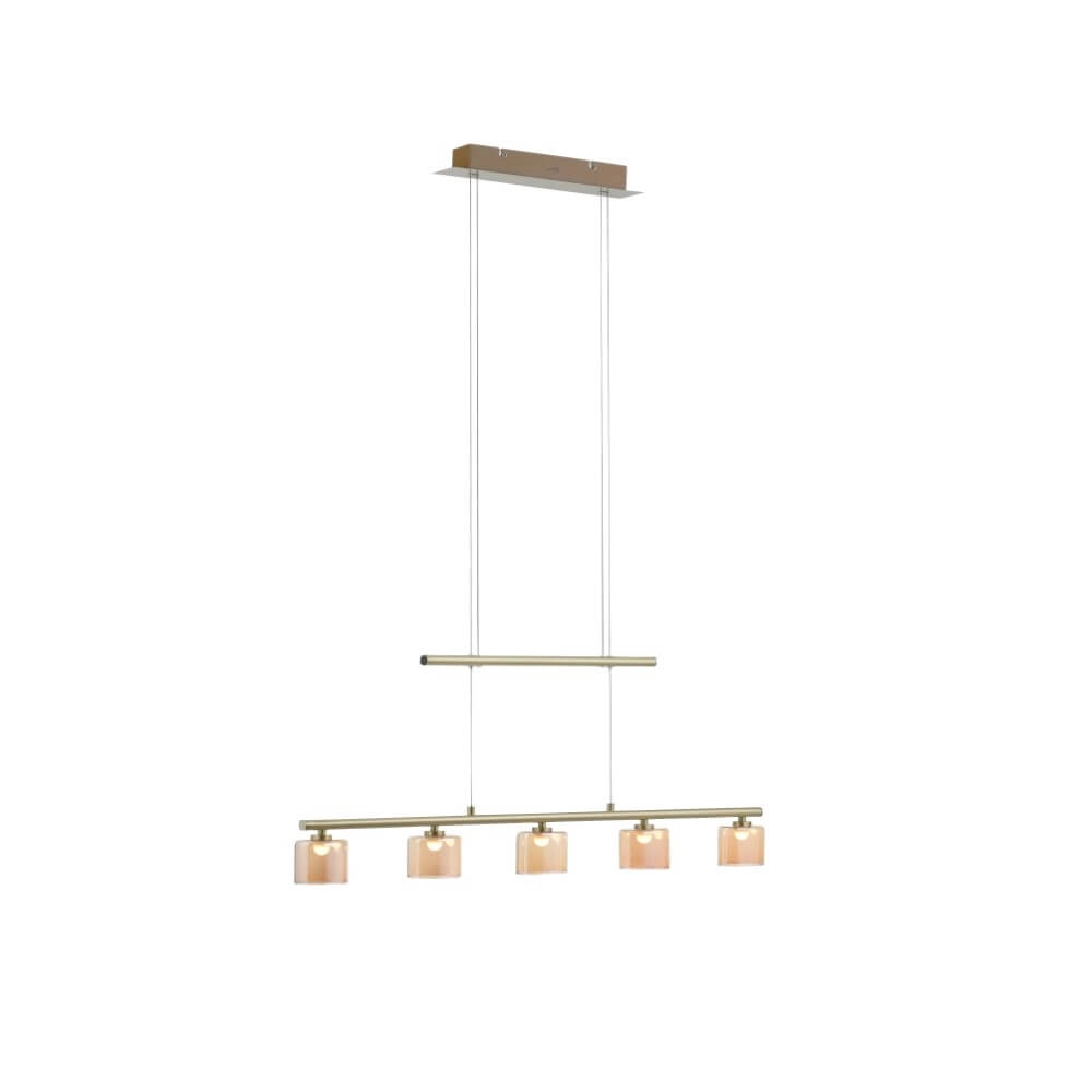 5-light pendant lamp Hydra brass