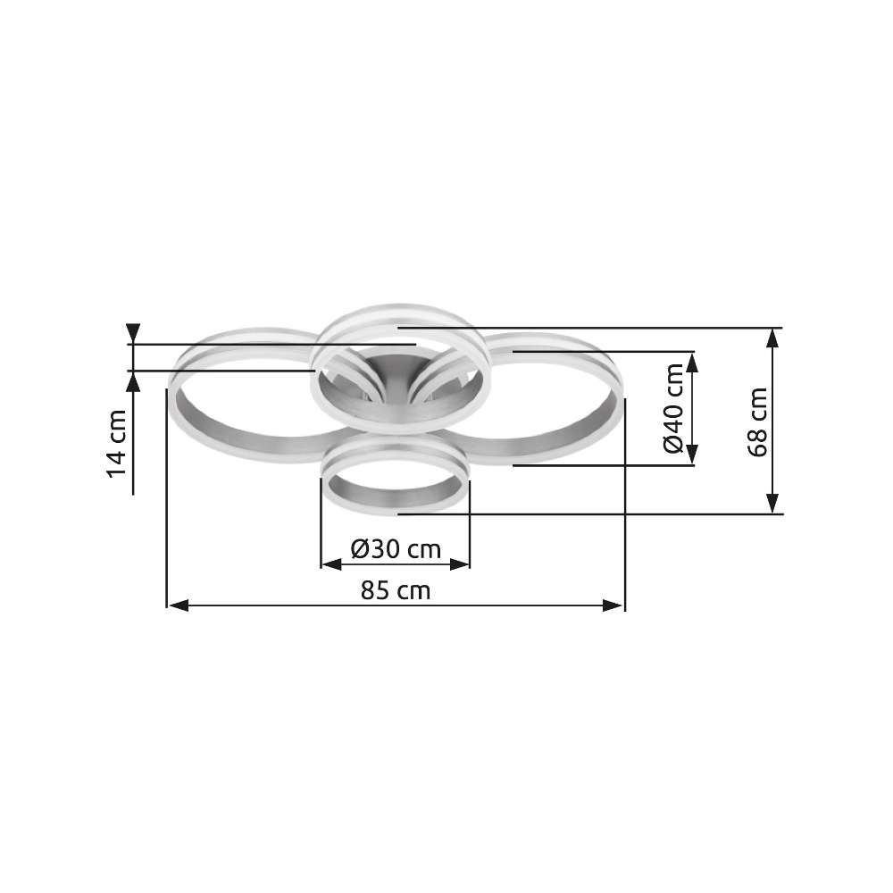 Ceiling lamp Rubio Grey 4 rings Globo 9007371419913